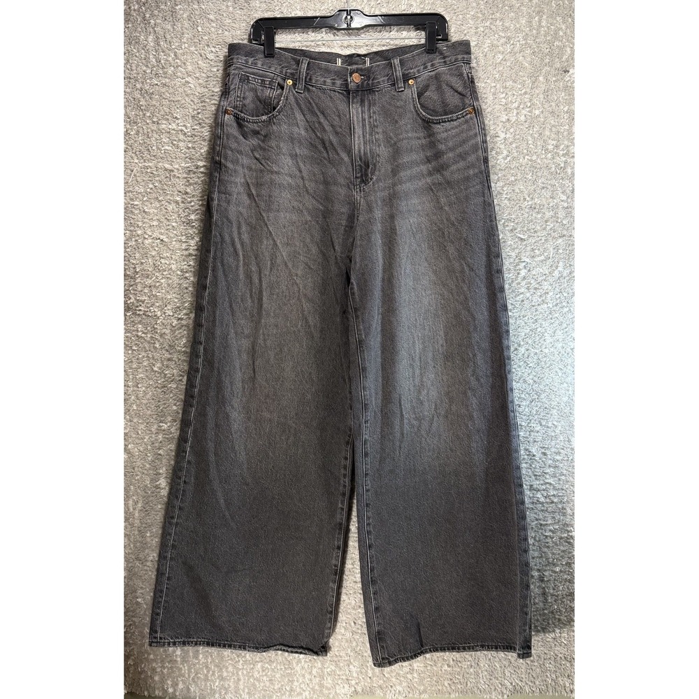 Madewell Women's Superwide-Leg Jeans Size 32 Bohemian Preppy Black READ